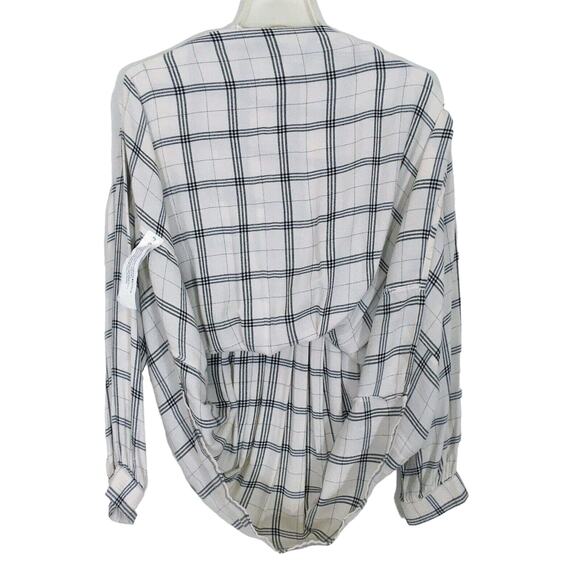 NWT Zara Off White Check Plaid Embroidered Dress Long Sleeve High Neck Pockets M - Picture 14 of 16